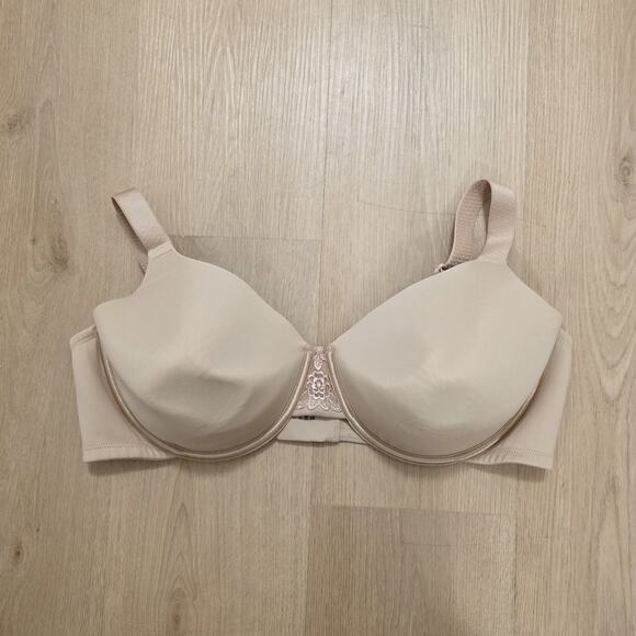 Vanity Fair Cream Beauty Back Smoothing Full Figure Contour Padded Wired Bra 42D - Picture 2 of 4